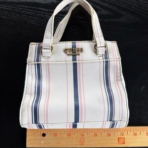 GUESS Los Angeles Pink Blue Striped Mini Purse Handbag 7x6x2 Woman’s Clutch